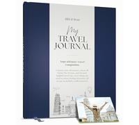 Planificateur de voyage et journal de vacances pour 16 voyages - Album d'aventure bleu marine, liste de seaux et journal de voyage pour femmes, hommes et couples - Cadeau pour les voyageurs
