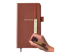 Planificateur d'horaire de travail hebdomadaire, bloc-notes de planificateur quotidien,Classeur d’horaire de travail 2024-2025 | Carnet de calendrier de couverture en cuir PU A6 avec sangle