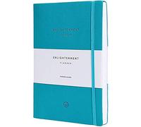 Planificateur d'illumination | Agenda non daté | Journal de vie personnel | Organiseur de méditation | Liste de vérification - Couverture en cuir PU - Reliure souple - Journal auto-réfléchissant A5 5.5" x 8.5" bleu sarcelle