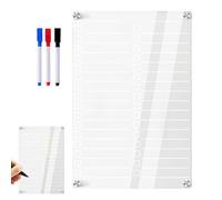 Planificateur effaçable à sec - Tableau de réfrigérateur en acrylique, organiseur mensuel avec fixation magnétique, tableau d'écriture transparent pour liste d'épicerie, planification des tâches