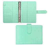 Planificateur financier A6 avec autocollants, journal à 6 anneaux en cuir synthétique, emplacements pour cartes, organiseur rechargeable, feuilles de suivi budgétaire, ensemble de couleur macaron