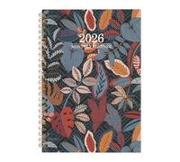 Planificateur floral 2026 à double spirale, planificateur hebdomadaire, mensuel avec poches de rangement intérieures pour planification quotidienne, livre de fleurs