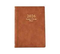 Planificateur hebdomadaire 2026 avec pages datées et 6 anneaux rechargeables, couverture en cuir, planificateur académique 2026 pour planifier le journal de voyage