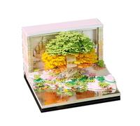 Planificateur hebdomadaire 2026 Blossomy Treehouse, panneaux à boutons pression, papier de qualité artistique avec panneau de notes LED, calendrier de bureau à DEL