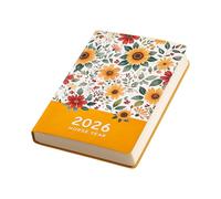 Planificateur hebdomadaire 2026 de janvier à décembre avec couverture rigide en cuir fleuri avec 256 pages ruban daté marque-pages Journal de gestion du temps