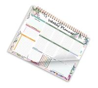 Planificateur hebdomadaire à double spirale 24 x 18 cm pour planifier des notes, des horaires, un journal académique de 52 semaines