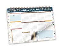 Planificateur hebdomadaire à double spirale 24 x 18 cm pour planifier des notes, des horaires, un journal académique de 52 semaines