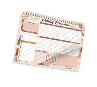 Planificateur hebdomadaire à double spirale 24 x 18 cm pour planifier des notes, des horaires, un journal académique de 52 semaines