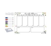 Planificateur hebdomadaire à sec en acrylique - style de calendrier du conseil d'administration, comprend 6 marqueurs couleurs pour le réfrigérateur | Utiliser avec une verre transparent,