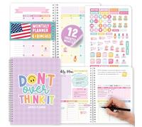 Planificateur hebdomadaire à spirale non daté - Agenda hebdomadaire non daté avec suivi des habitudes, carnet de suivi des habitudes, planificateur d'objectifs mensuels, carnet de notes pour le