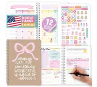 Planificateur hebdomadaire à spirale non daté - Agenda hebdomadaire non daté - Suivi des habitudes, carnet de suivi des habitudes, planificateur d'objectifs mensuels, carnet de notes pour le travail