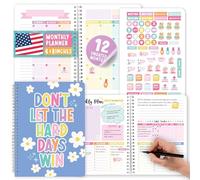 Planificateur hebdomadaire à spirale non daté - Agenda hebdomadaire non daté - Suivi des habitudes, carnet de suivi des habitudes, planificateur d'objectifs mensuels, carnet de notes pour le travail