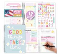 Planificateur hebdomadaire à spirale non daté - Planificateur hebdomadaire non daté - Suivi des habitudes, carnet de suivi des habitudes, planificateur d'objectifs mensuels, carnet de notes pour le