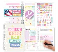 Planificateur hebdomadaire à spirale non daté - Planificateur hebdomadaire non daté - Suivi des habitudes, carnet de suivi des habitudes, planificateur d'objectifs mensuels, carnet de notes pour le