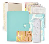 Planificateur hebdomadaire A6 - Organiseur non daté rechargeable en cuir synthétique pour femme avec disposition hebdomadaire lignée, classeur à 6 anneaux, autocollants, séparateurs et boîte cadeau