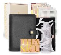 Planificateur hebdomadaire A6 - Organiseur non daté rechargeable en cuir synthétique pour femme avec disposition hebdomadaire lignée, classeur à 6 anneaux, autocollants, séparateurs et boîte cadeau