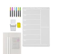Planificateur Hebdomadaire Aimanté pour Réfrigérateur,Planificateur Frigo,Tableau Acrylique Réutilisable Avec Porte-Stylo Et Set De 6 Surligneurs - Pour Liste Tâches Cuisine Famille