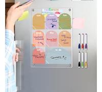 Planificateur hebdomadaire en acrylique avec aimant transparent pour écrire des messages, des rappels et des listes de choses à faire dans plusieurs paramètres (C)