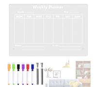 Planificateur hebdomadaire en acrylique,Planificateur de tableau effaçable à sec transparent - Tableau de calendrier effaçable à sec Desktop Clear Memo Note Board avec 6 marqueurs colorés pour