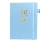 Planificateur hebdomadaire et mensuel 2026 de janvier 2026 à décembre 2026, format A5 (15,5 x 21,1 cm), couverture en similicuir PU, avec onglets mensuels, sangle de fermeture élastique, reliure