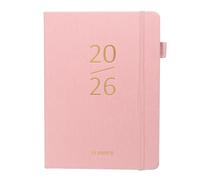 Planificateur hebdomadaire et mensuel 2026 de janvier 2026 à décembre 2026, format A5 (15,5 x 21,1 cm), couverture en similicuir PU, avec onglets mensuels, sangle de fermeture élastique, reliure
