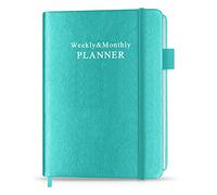 Planificateur hebdomadaire et mensuel pour suivre les objectifs, parfait pour organiser votre vie quotidienne, 14,9 x 21 cm, bleu sarcelle