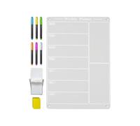 Planificateur hebdomadaire magnétique - planche effaçante à sec pour organisation de repas, calendrier acrylique réutilisable avec 6 surligneurs et serviette pour la cuisine, la maison, le restaurant,