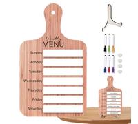 Planificateur hebdomadaire magnétique - Tableau en bois pour réfrigérateur, organiseur de cuisine | Tableau effaçable à sec pour les repas familiaux, les achats et la planification des menus