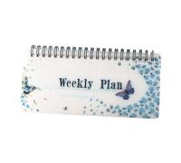 Planificateur hebdomadaire non daté à double bobine, page déchirable à 360° verticale, pour étudiant et enseignant, 19,1 x 7,6 cm, organiseur floral mignon