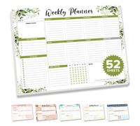 Planificateur hebdomadaire non daté Decorably, 52 feuilles, vert forêt, bloc-notes détachable, 28 x 21,6 cm, facile à détacher, pour se concentre
