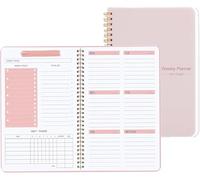 Planificateur hebdomadaire non daté, suivi des habitudes d'objectifs de 52 semaines avec listes de choses à faire pour femme, carnet de productivité papier épais de 14 x 20 cm (rose)