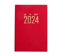 Planificateur journalier 2024 en cuir avec page hebdomadaire, mensuelle, carnet de rendez-vous, journal intime, semainier