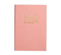 Planificateur journalier 2024 en cuir avec page hebdomadaire, mensuelle, carnet de rendez-vous, journal intime, semainier