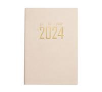 Planificateur journalier 2024 en cuir avec page hebdomadaire, mensuelle, carnet de rendez-vous, journal intime, semainier