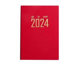 Planificateur journalier 2024 en cuir avec page hebdomadaire, mensuelle, carnet de rendez-vous, journal intime, semainier
