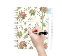 Planificateur journalier hebdomadaire mensuel 2025, planificateur de projet avec motif de couverture végétale, carnet de travail idéal pour la maison et le bureau, parfait pour organiser des