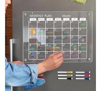 Planificateur magnétique en acrylique pour organisation mensuelle avec six marqueurs et gomme pour des mises à jour simples (grand)