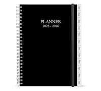 Planificateur mensuel 2025-2026 de juillet 2025 à juin 2026, 15,9 x 21 cm, 12 onglets mensuels, 14 pages de notes, poche intérieure, couverture flexible avec reliure à double fil, planificateurs 2025