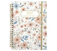 Planificateur mensuel A5 Calendrier de poche floral 2027 Style 1 | Planification tout au long de l'année 2027, design floral élégant, rangement multi-usage, prêt à emporter