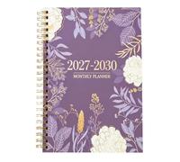 Planificateur mensuel de quatre ans avec date, Purple, F | Calendrier mensuel avec zone de notes dédiée, reliure spirale et pages papier, quatre années de plans dans un livre