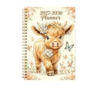 Planificateur mensuel de quatre ans avec date, Yellow calf | Calendrier mensuel avec zone de notes dédiée, reliure spirale et pages papier, quatre années de plans dans un livre