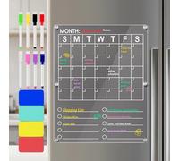 Planificateur mensuel magnétique effaçable pour réfrigérateur, tableau blanc réutilisable 29 x 36 cm avec 8 marqueurs à craie pour cuisine,bureau, l'école, la liste de choses à faire et liste courses