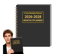 Planificateur mensuel pluriannuel - Agenda 2026, 2027, 2028, planificateur de calendrier, agenda de rendez-vous, gestion des tâches, planification de réunions, suivi des objectifs, journal de