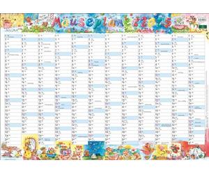 Planificateur mural 2025 souris sauvages : calendrier pratique avec vue d'ensemble tout au long de l'année. Jours fériés et semaines calendaires dans un planificateur avec des dessins amusants de