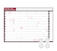 Planificateur mural 2026 plastifié - Calendrier mural 2026 au Royaume-Uni - Avec autocollants de montage pour bureau, maison et école (42 x 59,4 cm) - Format A2