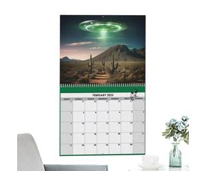 Planificateur mural à suspendre de 12 mois, calendrier mural à suspendre, organiseur de calendrier mensuel extraterrestre 2025 | Calendrier relié à spirale avec notes à accrocher dans l'écue