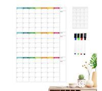 Planificateur Mural Blanc Réutilisable Non Daté de 3 Mois avec Tableau | Support mural pratique pour structurer vos tâches quotidiennes et événements familiaux grâce à son format effaçable