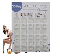 Planificateur mural d'entraînement 30 jours | Feuille de travail pour défi de remise en forme, feuille de journal de gym à domicile, poster mural vierge pour jeunes, femmes, adolescents et hommes