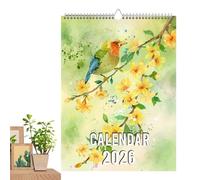 Planificateur mural d'oiseaux - Calendrier mensuel de 30 cm, art aviaire illustré | Calendrier naturel décoratif pour étude, chambre, cuisine, appartement, chambre, planification quotidienne, Colec