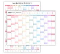 Planificateur mural mensuel 2025, grand format A1, 84 cm x 59 cm, impression double face, calendrier mural 2025, planificateur annuel, organiseur pour bureau, université, école | Coloré (plié)